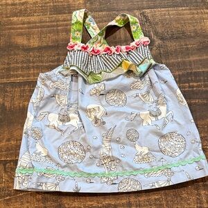 Matilda Jane Blue Unicorn Dress with Colorful Straps